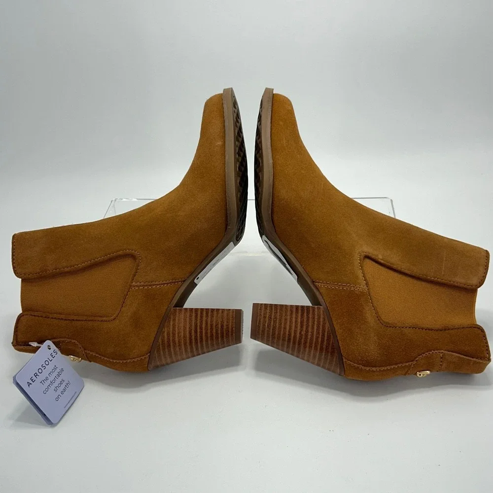 Aerosoles Size 6.5 Lido Brown Suede Leather Ankle Boot Heels‎ Women's